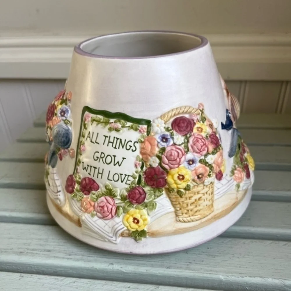 Spring Blossom Gardener’s Large Candle Shade by Laurie Korsgaden Watercolors NWT